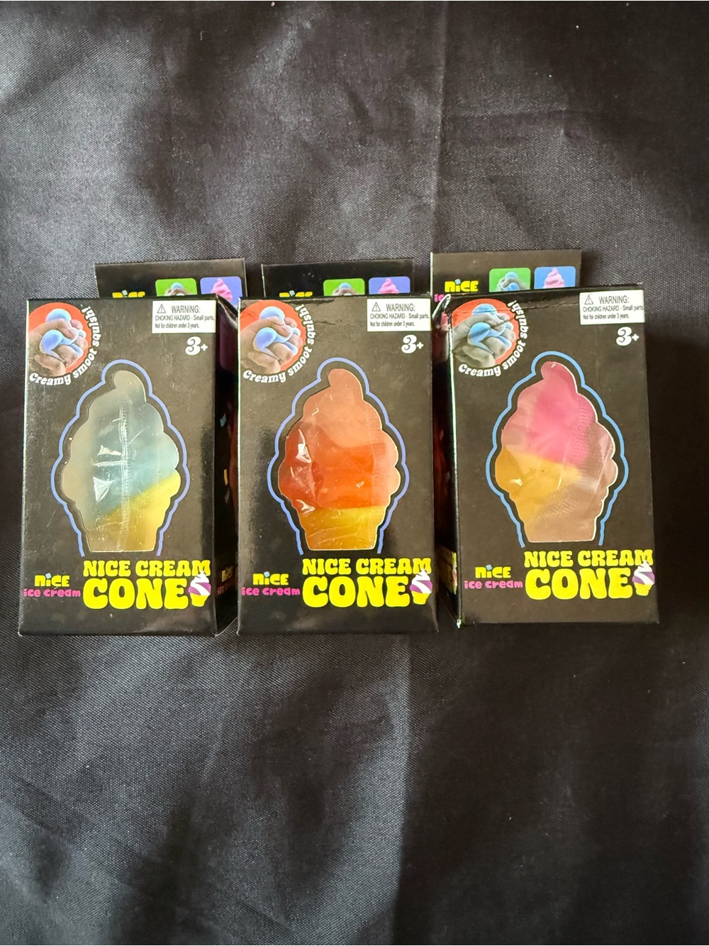 New Set of 3 Squishy Cones- Blue, Orange & Pink Ice Cream Squishy Set Not Needoh